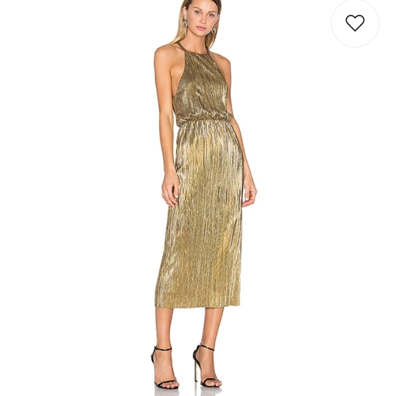 House of Harlow 1960 Dresses & Skirts - House of Harlow| Farrah Pleated Midi Dress Gold S